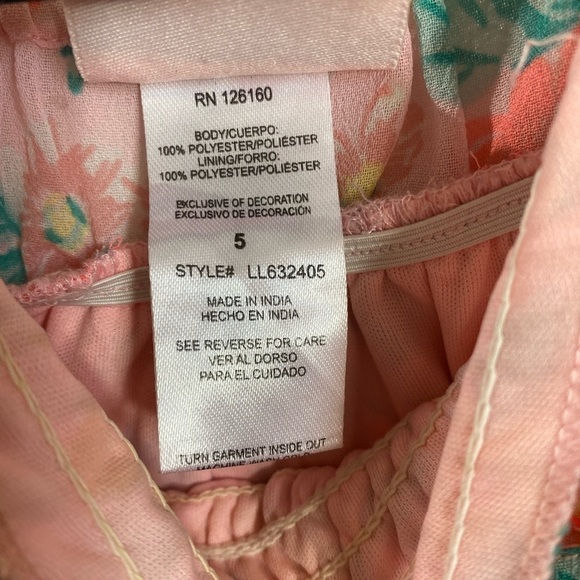 Little Lass pink floral dress with flutter sleeves and sequins size 5 - Picture 8 of 8